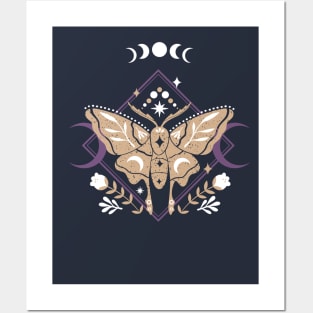 Moth cottagecore, fairycore and goblincore insect moon child Posters and Art